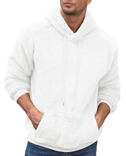 Aimeilgot Mens Hoodie Sherpa Fuzzy Soft Casual Sweatshirts Long Sleeve Classic Pullover Drawstring Hooded Outwear with Pocket3
