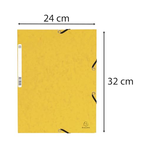 Exacompta 55309E 10er Pack Einschlagmappe. Aus extra starkem Colorspan-Karton DIN A4 mit 3 Klappen und Gummizügen gelb Sammelmappe Dokumentenmappe ideal für Büro und Schule