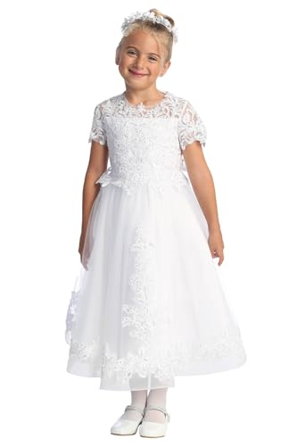 First Communion Dress for Girls - Vestido de Comunión Manga - Vestidos de Primera Comunión Niña
