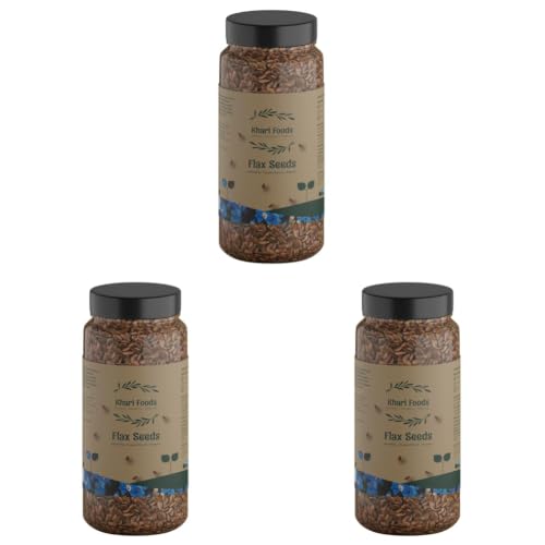 Image of Khari Foods Organic Flax Seeds 500g, Fat Loss, Omega 3 & Anti-oxidants Rich, Gluten Free (500g) (Pack of 3)