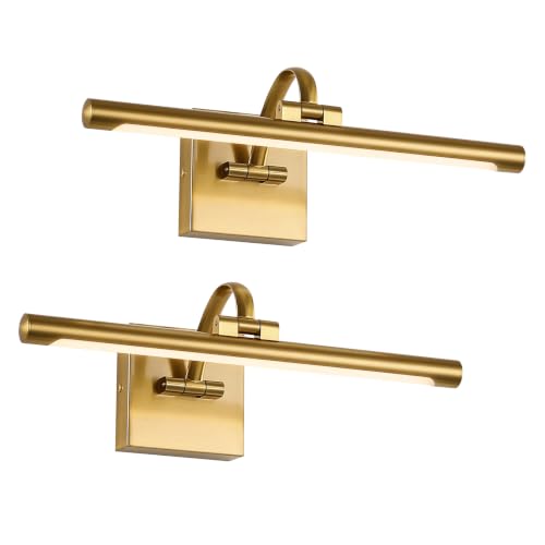 Image of DESOOP Brass Picture Lights for wall Hard-Wired LED Picture Lighting Dimmable Art Light Gallery Lighting for Wall Portraits Artwork 15.75 inch 7W Warm White (Pack of 2)