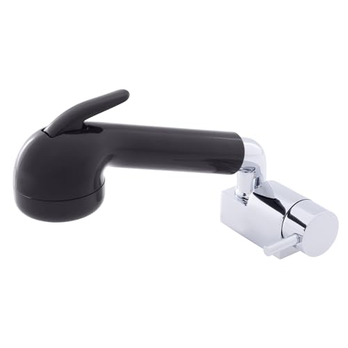 Ambassador Marine Aidack- Pull-Out Deck Tap (Cold Only) (Large Black Sprayer (No Hook), 6' Black Rubber Hose) (Chrome/Black) 134-1759-CK-W