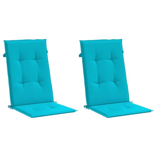 vidaXL Lot de 2 Coussins de Chaise à Dossier Haut, Galettes de Siège Anti-Glissement, Décoration Jardin Terrasse Patio, Turquoise Tissu