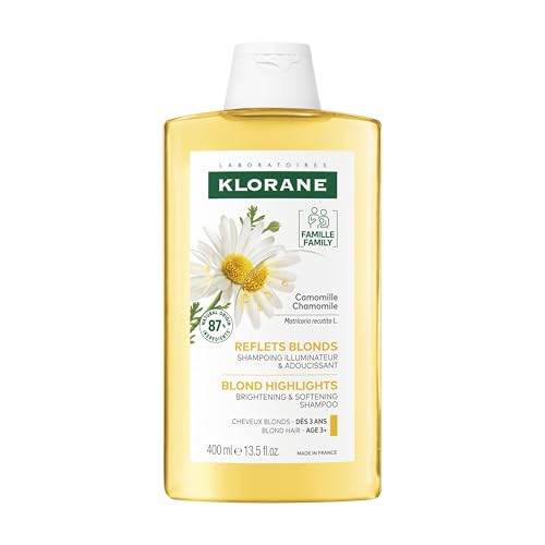 Klorane Brightening Shampoo With Chamomile, Cleanses & Softens, Enhances Blond Highlights, Blond Hair, 400 mL