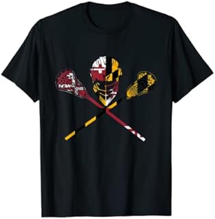 Maryland Flag Lacrosse Boys Men's Women's College LAX Stick T-Shirt