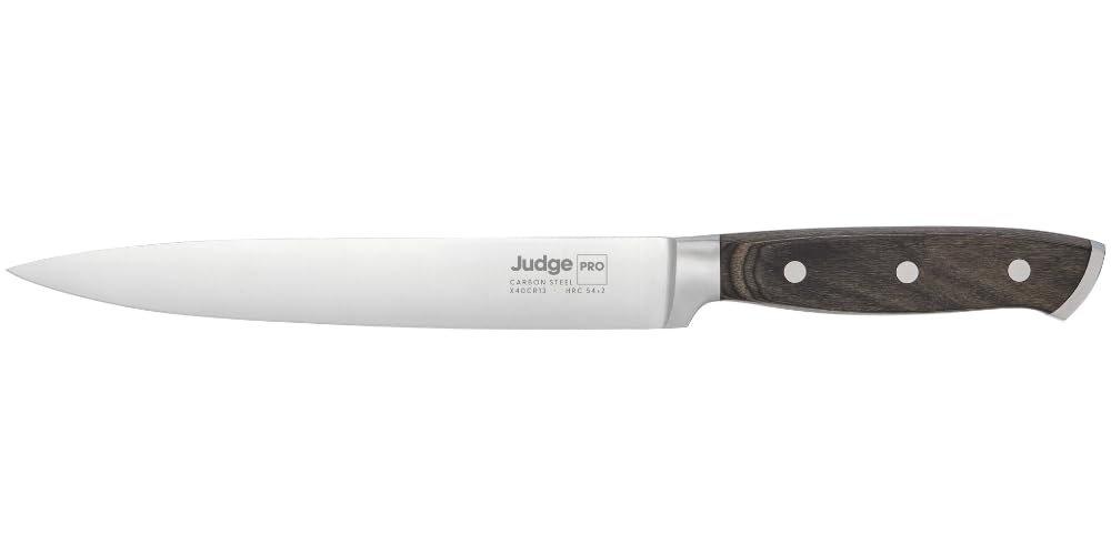 Judge Pro 21cm/8" Carving Knife - High-Grade Carbon Stainless Steel Blade, Dishwasher Safe, Hard-Wearing Wood Handle, Easy to Sharpen