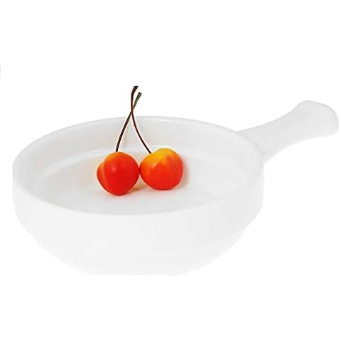 Wilmax White Porcelain Set Of 3 Baking Dishes With Handle (6" / Set Of 3) | Dishwasher Safe, Easy To Clean | Fine, English Porcelain Cover