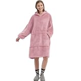 FELOVE Hoodie Decke Ärmeln Kuschelpullover Mit einer großen Tasche,Tragbare Decke Ultra Soft Bequemer Kuschel Erwachsene Hoodie,Warm Kuscheldecke weich als Geschenke für Frauen Freundin Mütter