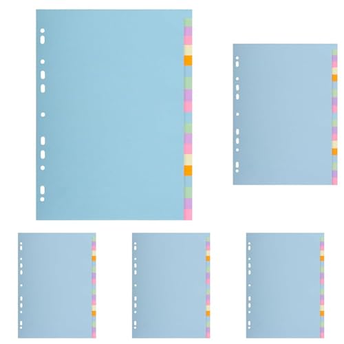 Exacompta - Réf. 2620E - 1 Intercalaire en carte pastel 170g/m2 Forever avec 20 onglets neutres - format à classer A4 - dimensions 22,5 x 29,7 cm - couleurs assorties pastels (Lot de 5)