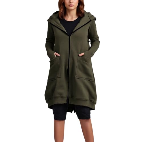 Long Hoodies for Women Zip Up Double Zipper Fleece Jacket Fall Hooded Tunic Sweatshirts Warm Winter Coat with Pockets2