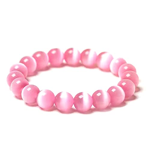Fuqimanman2020 Healing Natural Stone Stretch Bracelet Strand Chakra Crystal Beaded Energy Reiki Spirituality for Women Conservancy Meditation Protection Jewelry-Pink 10MM