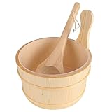 Sauna Eimer und Kelle, 6L handgefertigtes Zedern Holz Whirlpool Fass Sauna Natural Sauna Spa Accessoire Badzubehör für Badezimmer