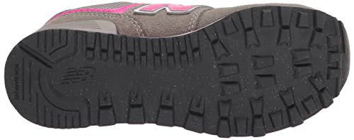 New Balance Girls 574 Core Lace-Up Sneaker, Grey/Pink, 13 Wide Little Kid #TOP3
