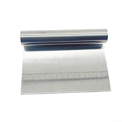 Raspador de masa y cortador de masa de acero inoxidable con escala de medición, herramienta multifuncional para hornear, cortar y dividir, plato (grande)