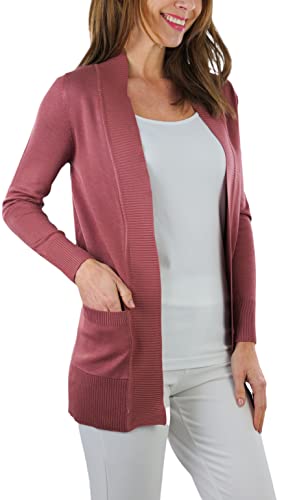 Image of ToBeInStyle Women's Long Sleeve Rib Banded Open Sweater Cardigan