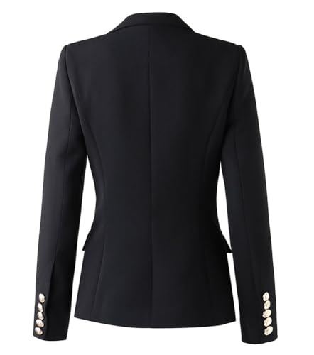 Women's Double Breasted Casual Blazer Jacket Notch Lapel Business Jacket Loose Style Coat with Long Sleeves2