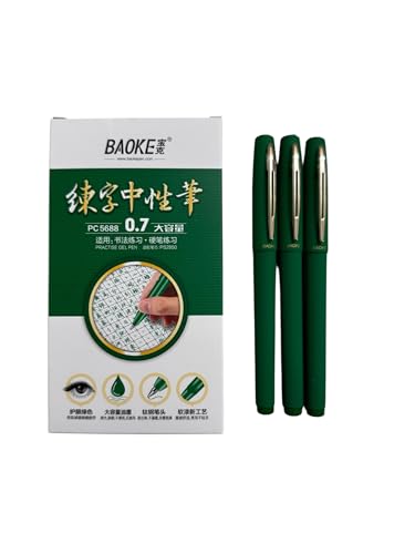 Image of Levin Baoke Green Gel Pen Line Writing Pen, Archival Ink Fine Point Tip Large Capacity School&Office Neutral Pen (0.7MM, Pack of 3)