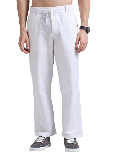 Shasmi Men's White Cotton Linen Relaxed Fit Trouser - Image 2