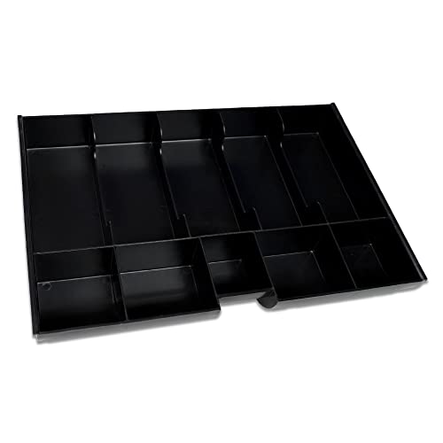 MMF Industries STEELMASTER Cash Tray | Black Color | Heavy Duty Plastic | 10 Compartments | Durable Plastic Construction | Drawer Organizer Tray