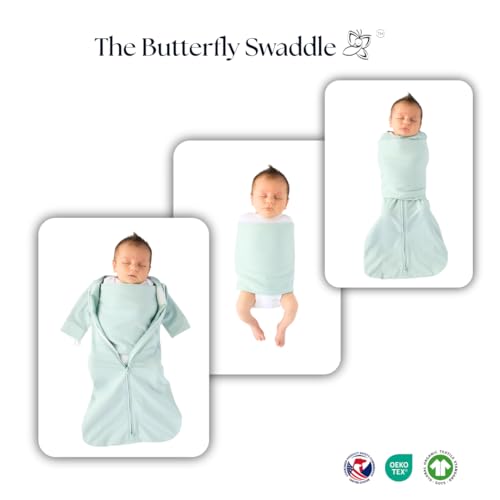 Image of The Butterfly Swaddle: Safe Organic Newborn Baby Sleep Sack & Wrap Blanket | Natural Transitional Accessory for Calming Sleep Support (Blushing Pink, Preemie (4-7 lbs))