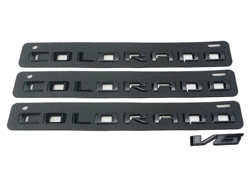 Image of 4Pc 2015-2022 Colorado V6 Body Fender Tailgate Side Emblems 3D Badge Logo Truck Nameplate Sticker Letter 85594766 Replacement for Colorado (Gloss Black)