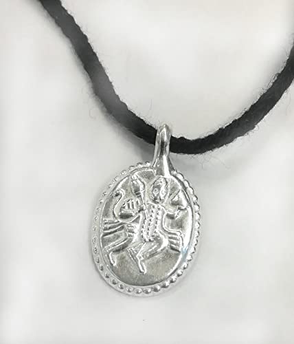 Image of Unisex Adult Pure Silver Hanuman Ji Pendant (Paatdi Pack Nazar For New Born Babies Kids, Black Pure Relaxed Fit Thread Protection