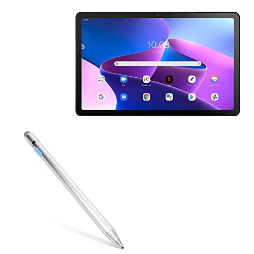 BoxWave Stylus Pen Compatible with Lenovo M10 Plus (3rd Gen) (10.6 in) - AccuPoint Active Stylus, Electronic Stylus with Ultra Fine Tip - Metallic Silver