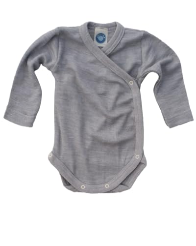 Cosilana Baby Wickelbody aus 70% Wolle und 30% Seide (Grau, 50-56)