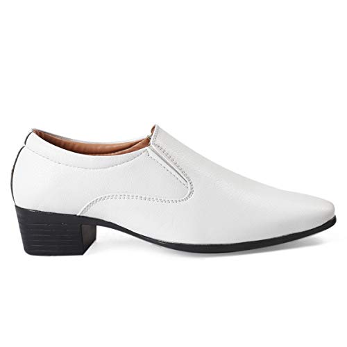 Image of Height Increasing Corporate Casual Slip-On Shoes for Men Tan Formal Shoes