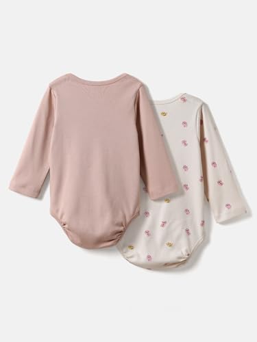 Image of Nautinati Baby Girls 100% Cotton Graphic Printed Bodysuits /Onsies (Value Pack) | Age 0-2 Years