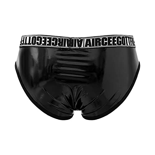 Manyakai Men's Shiny Metallic Bulge Pouch Briefs Athletic Underpants Nightclub Lingerie Panties Black X-Large #TOP1