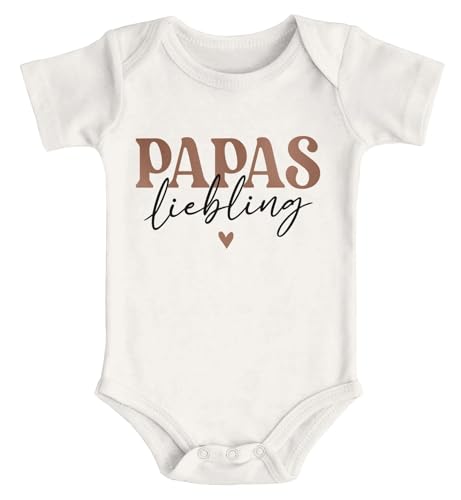 MoonWorks® Baby Body Papas Liebling Herz Geschenk Vatertag Bio-Baumwolle Jungen & Mädchen Natur 0-3 Monate