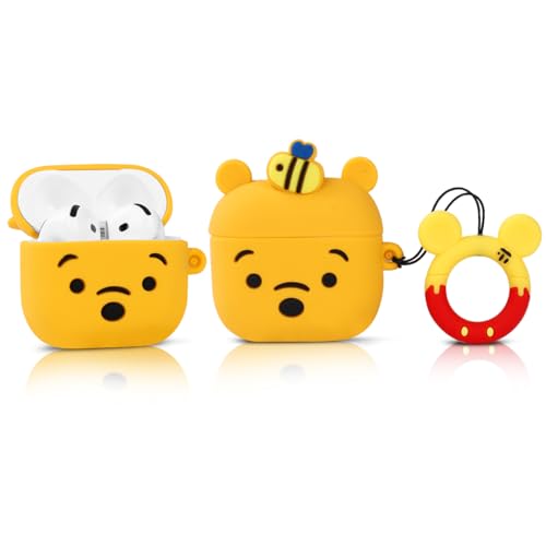 LEWOTE Compatible with Apple Airpods 4 Case Protective Funny Cute Cartoon Slim Cover with Keychain (Winnie)