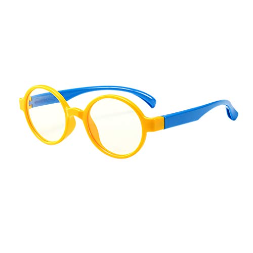 Reading Books Kinder Brille - Anti Blue Light UV Schutz Gläser Computer Game Goggle Kind Round Rahmen Eyewear für Jungen Mädchen (Gelb Rahmen+Blau