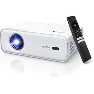 EAZZE D1 Smart Projector with WiFi and Bluetooth, Netflix-Officially-Licensed, Auto Focus & Keystone, DoIby Audio, Zoom, Native 1080P Movie, Portable Outdoor Mini Projector, White