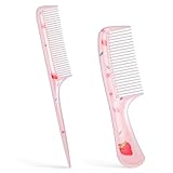 Toddler Comb,2 Pcs Small Cute Hair Comb, Mini Baby Hair Combs Set Fine Tooth Rat Tail Combs for Women Portable Anti-Static Plastic Tools for Girls Curly Straight Long Hairs Wet Dry (Pink Strawberry)