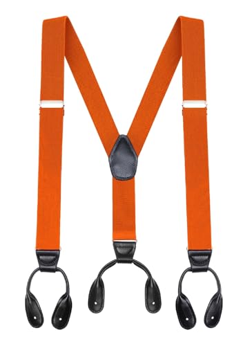 Buyless Fashion Bretelles Boutons Homme Élastiques Réglables 122cmx3.2cm Forme Y - 5113-Orange