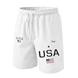 Ymosrh Shorts for Men Fashion American Flag Print Elastic Waist Summer Beach Workout Shorts Golf Mens Short Trousers Casual Man Clothes Pantalones Cortos Hombres (3XL White)