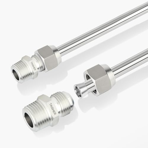 Image of TAISHER 2PCS Forging of 304 Stainless Steel JIC Flare Tube Fittings,3 /8 inch JIC Male x 3 /8 inch NPT Male, Half Union