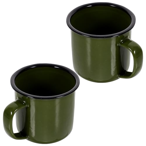 COLLBATH Taza de Café Vintage Multifunción 2 Piezas, Taza de Leche para Hogar en Color Verde, Vaso Retro Pequeño Adecuado para Té, Leche y Agua, Accesorio Versátil para Cocina y