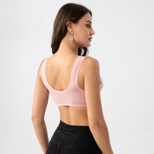 Image of Womens Daisy Bra Front Closure Sports Bras Beauty Back Full Coverage Comfor Easy Close Bra Front Buckle Corset Beige