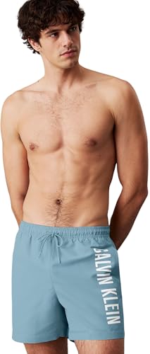 Calvin Klein Short de Bain Homme Medium Drawstring avec Cordon de Serrage, Bleu (Skim Blue), M