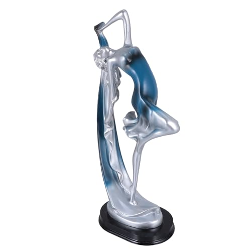 Statuette danseuse en résine bleue grande taille pour décoration de salon moderne