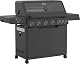 RÖSLE Gasgrill ALLFLAME Hero 6 – 6 Brenner (je 3,5 kW), PRIMEZONE, BACKBURNER, 92,5×45 cm Grillfläche, Gusseisenroste, Alu-Druckguss, Deckel mit Glaseinsatz, beleuchtete Drehknöpfe, schwarz