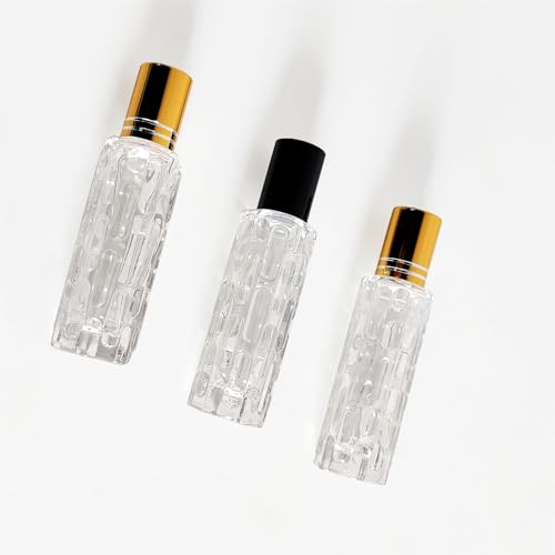 8Pcs 10ml Clear Glass Roller Bottles Mini Roll on Perfume Bottle Sample Vials Containers，Empty Refillable Travel Perfume Bottle(2 Funnels, 2 Dropper, 1 Opener) (Black Cap)4