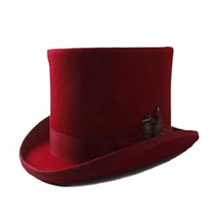 XATIHLIS 100% Wol Rode Top Hoed Compatibel met Mannen Vrouwen Raditional Veer Fedora Hatter Magician Hoed Sam Bever…