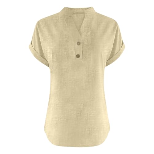Chemise d'été en lin pour femme coupe ample anti-chaleur