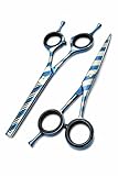 Set de 2 Tijeras Profesionales de Peluquería – Tijera de Corte 5” con Tornillo Rotativo + Tijera de Esculpir 30 Dientes 5.5” – Kit Profesional para Peluqueros, Academias y Estudiantes