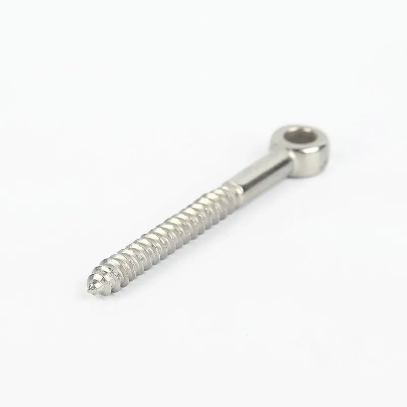 Lifting Eyebolt, Marine Grade Stainless Steel 316 Eye Shape Self Tapping Screws Eyelet Ring Hooks for Wood Terminal and Wire Rope Accessories Bolts(M5X50MM)