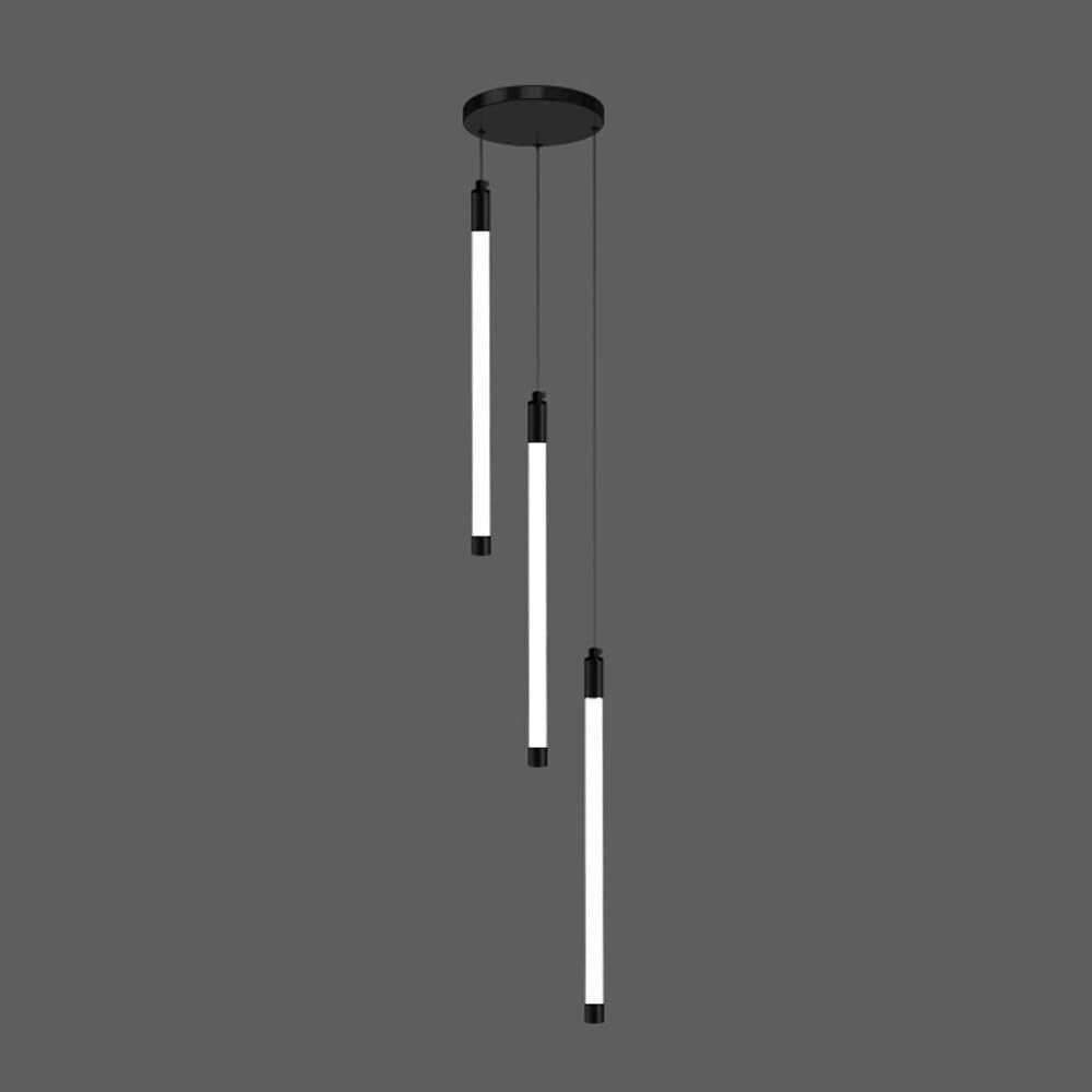 Vfdaswqq Black Lamp, Large Entryway Chandelier For Foyer Staircase Long Tube Linear(,3 Lights)